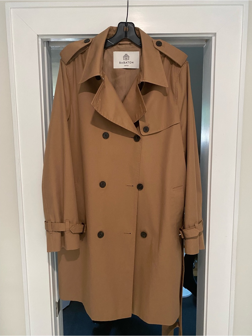 Aritzia Babaton Camel Double-Breasted Trench Coat